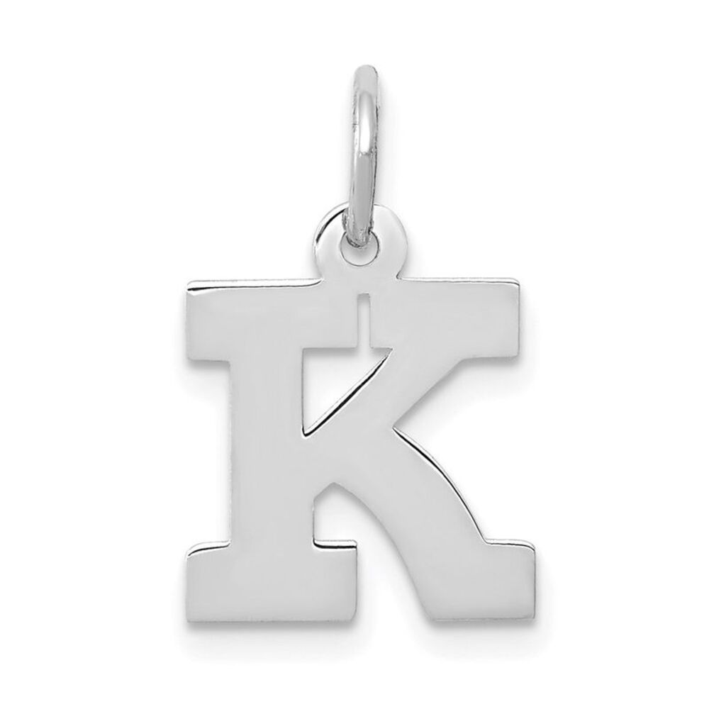 14k White Gold, Amanda Collection, Small Block Style Initial K Pendant